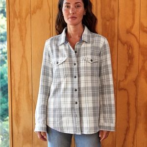 Outerknown blanket shirt XS/S - Half light little boxes (grey) flannel shacket